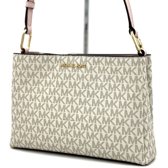 Michael Kors Trisha Medium Triple Compartment Crossbody Bag Powder Blush Multi - Picture 1 of 11